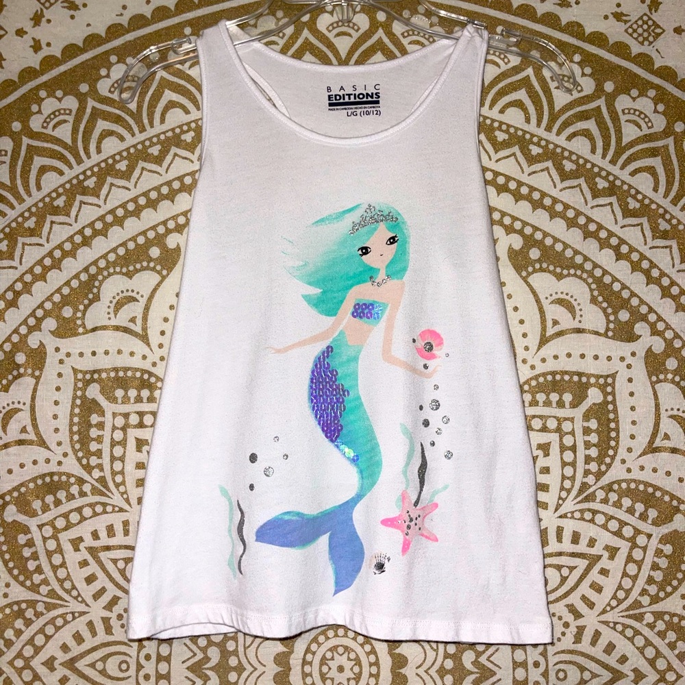 ✨3 FOR $18✨ MIX & MATCH, MERMAID EMBELLISHED TANK, BASIC EDITIONS..GIRLS (10-12)